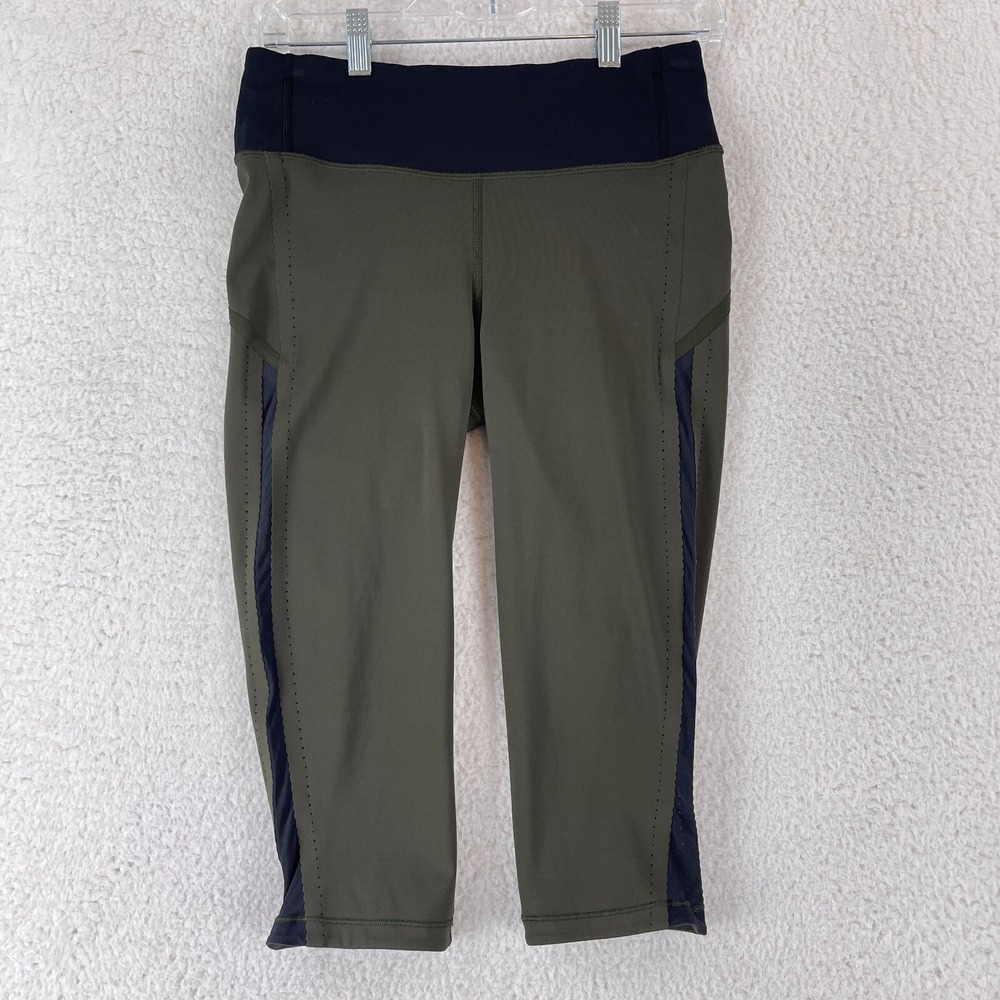 Lululemon Green Smooth‎ Stride Crop Legging Pants Womens Pull On Yoga Size 6
